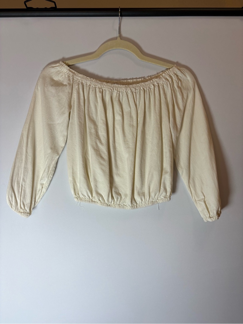 Brandy Melville Cream Off-Shoulder Crop Top